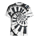 Spiral Piano Keyboard Print Men's Sports T-Shirt