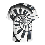 Spiral Piano Keyboard Print Men's Sports T-Shirt