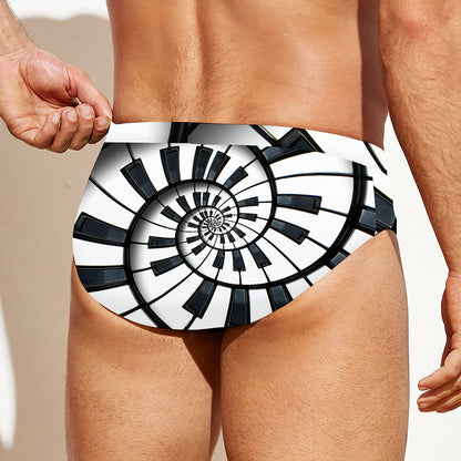 Spiral Piano Keyboard Print Men's Swim Briefs