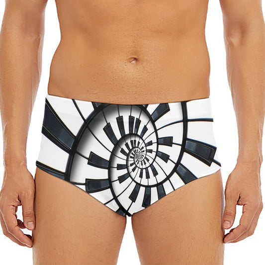 Spiral Piano Keyboard Print Men's Triangle Swim Briefs