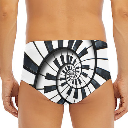 Spiral Piano Keyboard Print Men's Triangle Swim Briefs