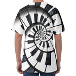 Spiral Piano Keyboard Print Men's Velvet T-Shirt