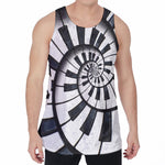 Spiral Piano Keyboard Print Men's Velvet Tank Top
