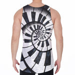 Spiral Piano Keyboard Print Men's Velvet Tank Top
