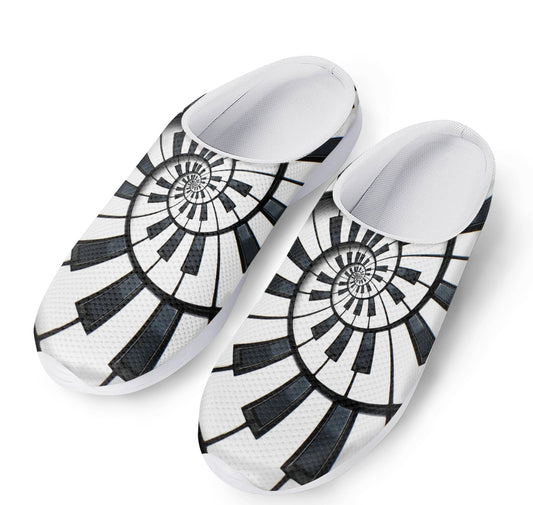 Spiral Piano Keyboard Print Mesh Casual Shoes
