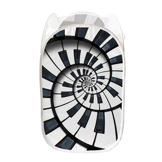 Spiral Piano Keyboard Print Mesh Laundry Hamper