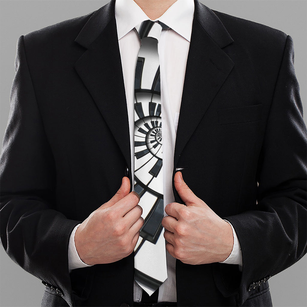 Spiral Piano Keyboard Print Necktie