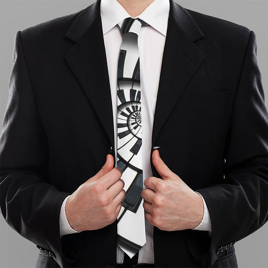 Spiral Piano Keyboard Print Necktie