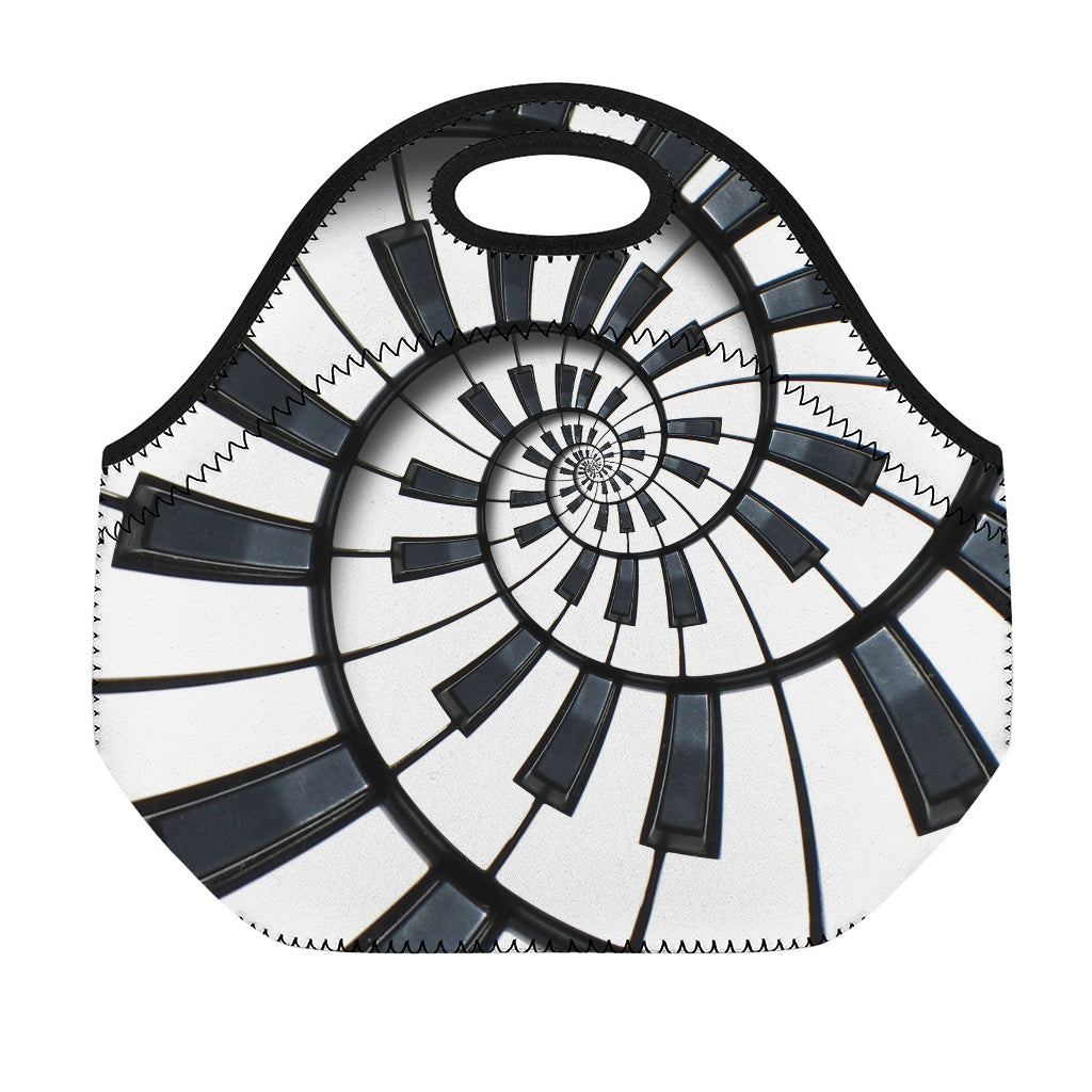 Spiral Piano Keyboard Print Neoprene Lunch Bag