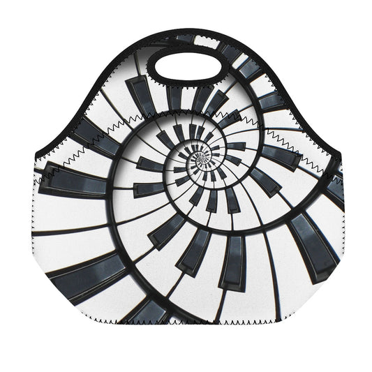 Spiral Piano Keyboard Print Neoprene Lunch Bag