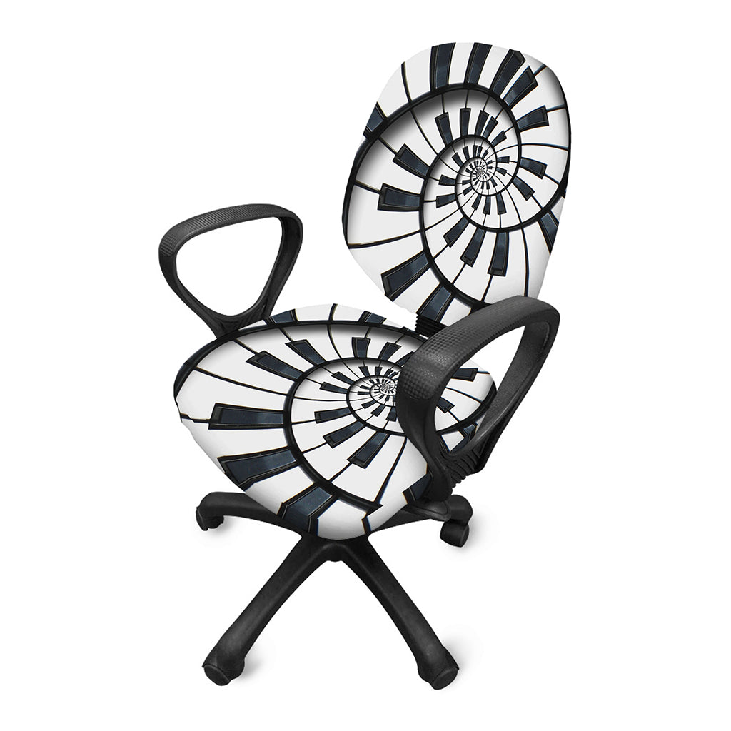 Spiral Piano Keyboard Print Office Chair Cover