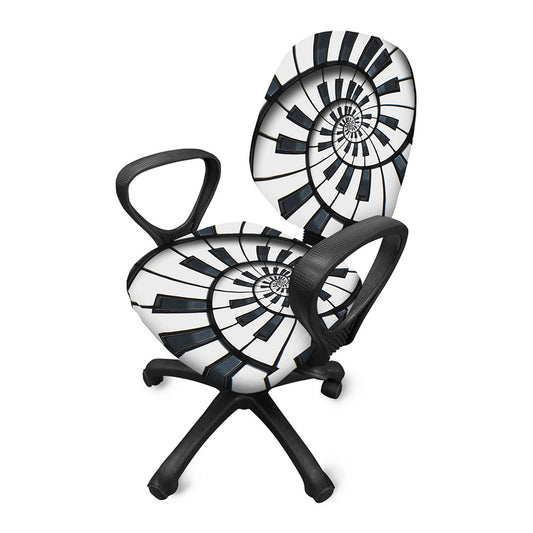 Spiral Piano Keyboard Print Office Chair Cover