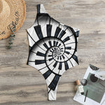 Spiral Piano Keyboard Print One Shoulder Bodysuit