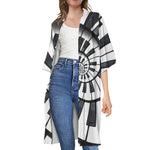 Spiral Piano Keyboard Print Open Front Beach Cover Up
