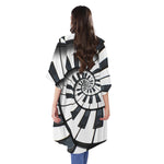 Spiral Piano Keyboard Print Open Front Beach Cover Up