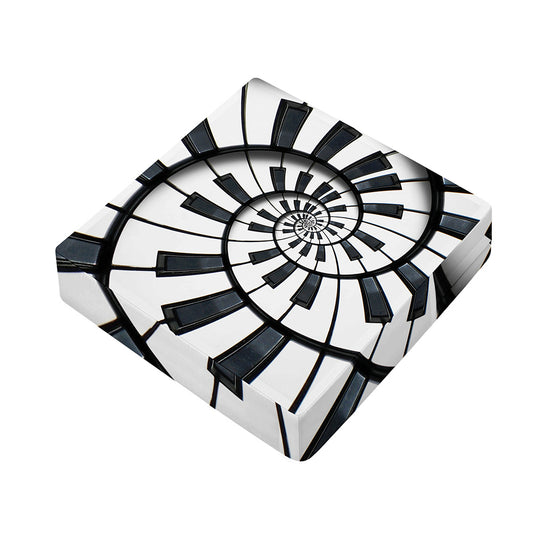 Spiral Piano Keyboard Print Outdoor Seat Cushion Cover