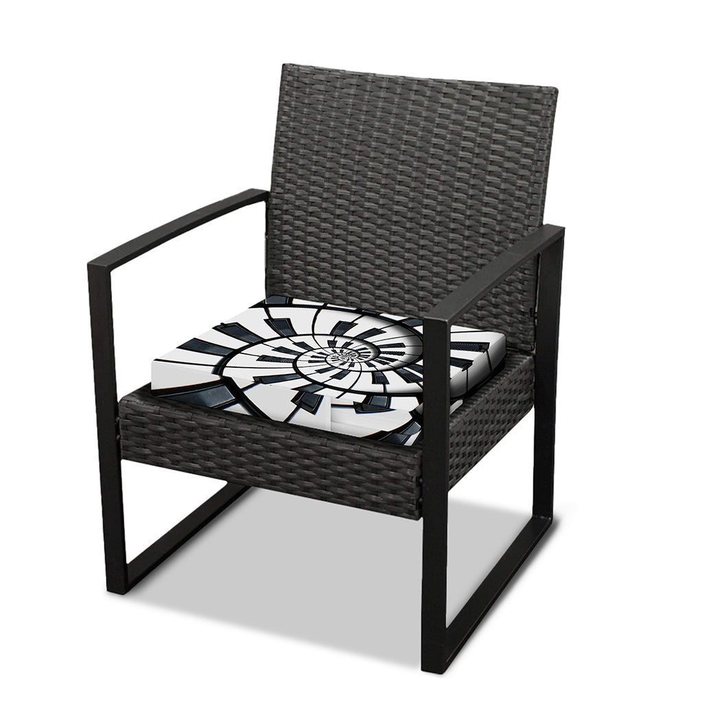 Spiral Piano Keyboard Print Outdoor Seat Cushion Cover