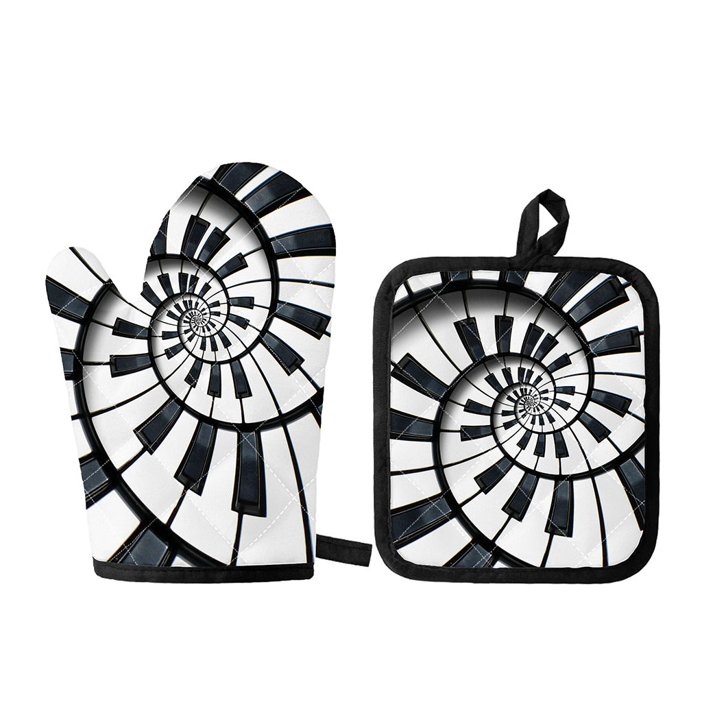 Spiral Piano Keyboard Print Oven Mitt And Pot Holder Set