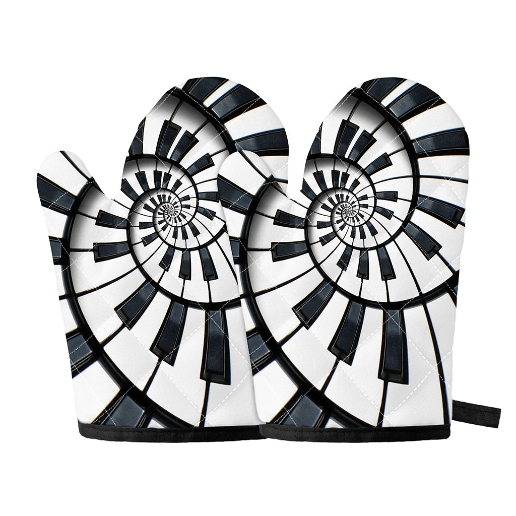 Spiral Piano Keyboard Print Oven Mitts