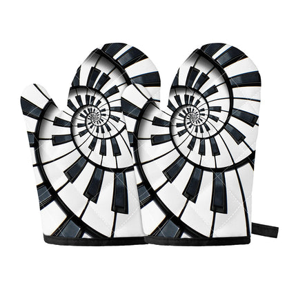 Spiral Piano Keyboard Print Oven Mitts