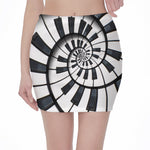 Spiral Piano Keyboard Print Pencil Mini Skirt
