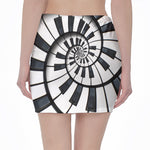 Spiral Piano Keyboard Print Pencil Mini Skirt