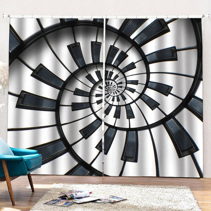 Spiral Piano Keyboard Print Pencil Pleat Curtains