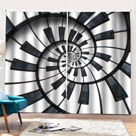 Spiral Piano Keyboard Print Pencil Pleat Curtains