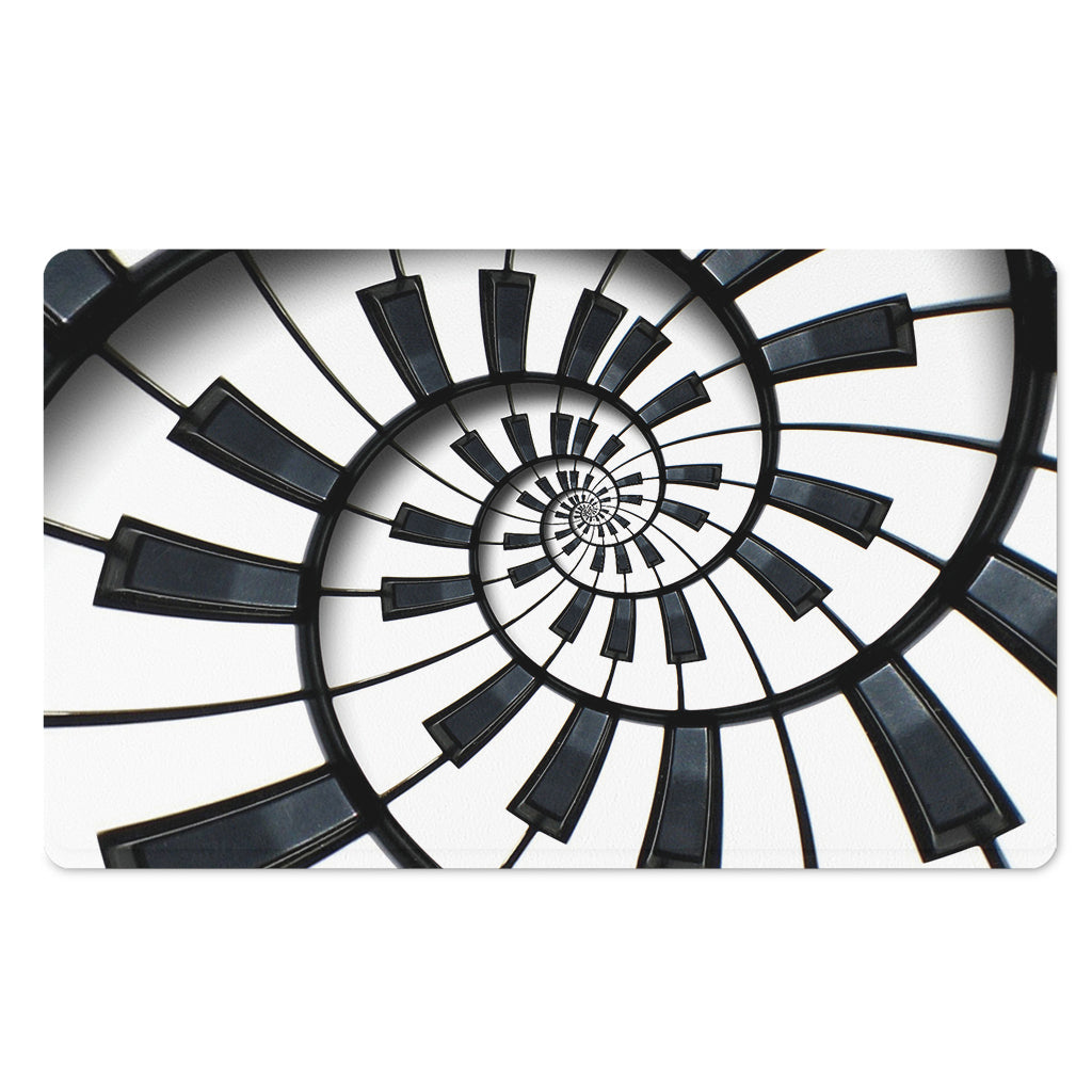 Spiral Piano Keyboard Print Polyester Doormat
