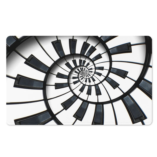 Spiral Piano Keyboard Print Polyester Doormat