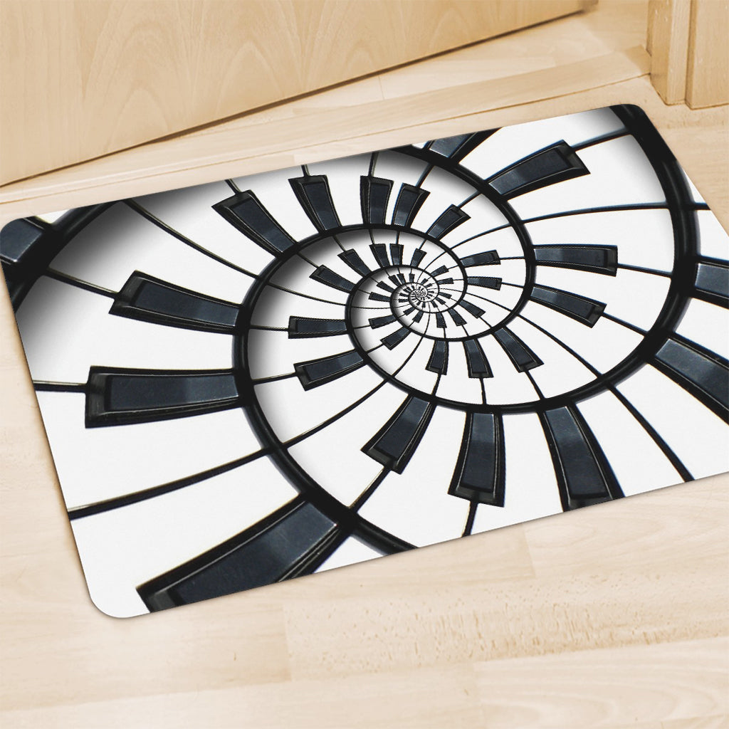 Spiral Piano Keyboard Print Polyester Doormat