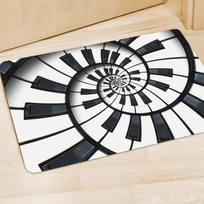 Spiral Piano Keyboard Print Polyester Doormat