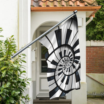 Spiral Piano Keyboard Print Polyester Flag