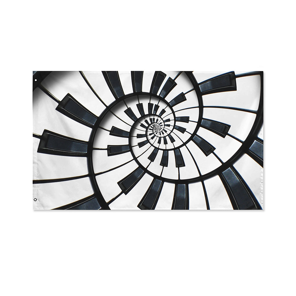 Spiral Piano Keyboard Print Polyester Flag