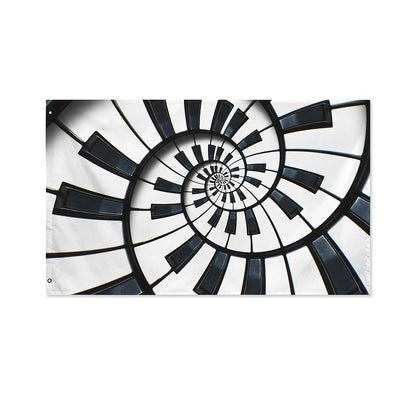 Spiral Piano Keyboard Print Polyester Flag