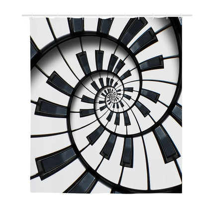 Spiral Piano Keyboard Print Polyester Shower Curtain