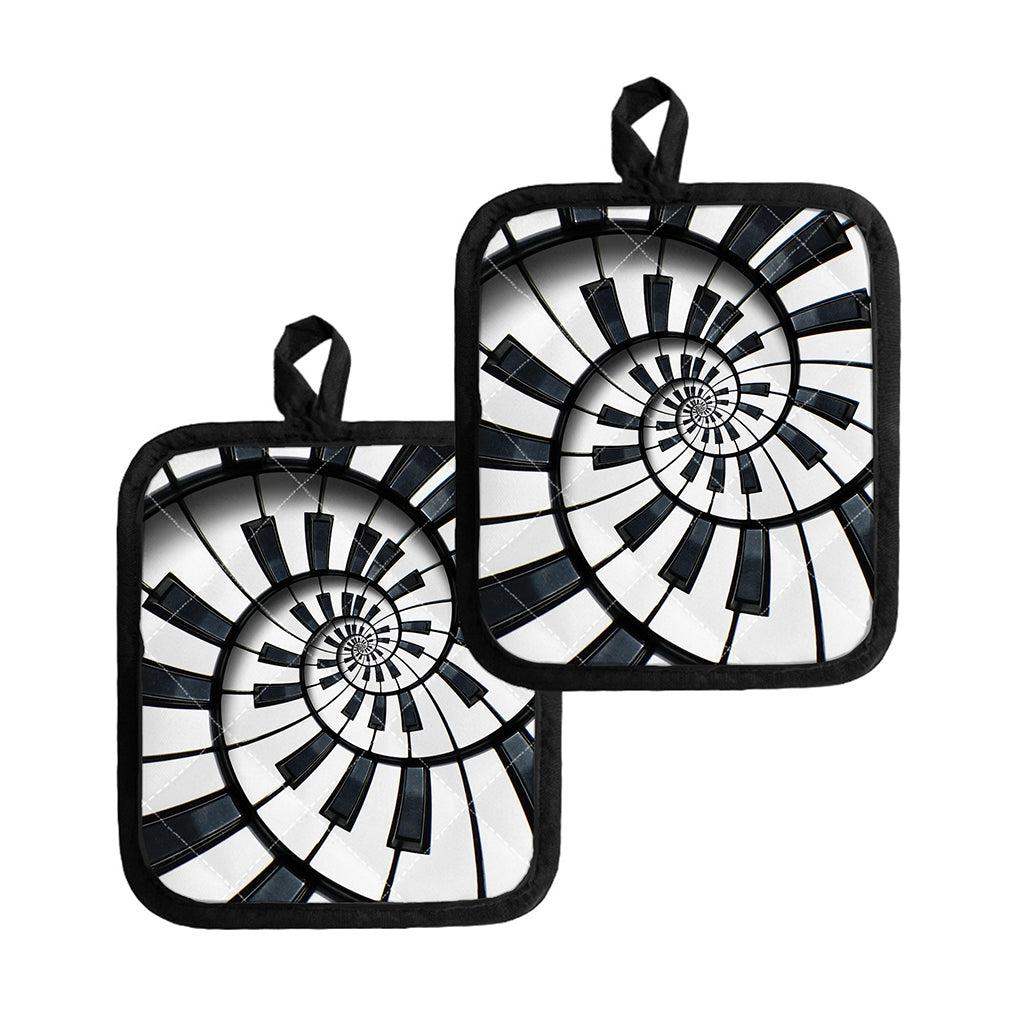 Spiral Piano Keyboard Print Pot Holders