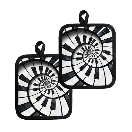 Spiral Piano Keyboard Print Pot Holders