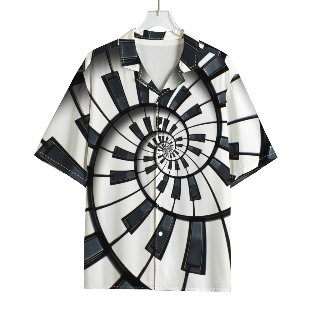 Spiral Piano Keyboard Print Rayon Hawaiian Shirt