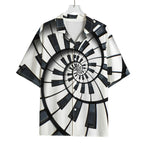 Spiral Piano Keyboard Print Rayon Hawaiian Shirt