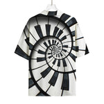 Spiral Piano Keyboard Print Rayon Hawaiian Shirt