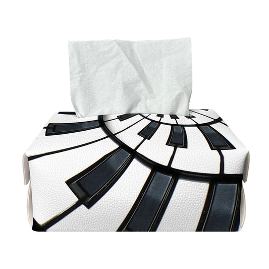 Spiral Piano Keyboard Print Rectangle Tissue Box Cover
