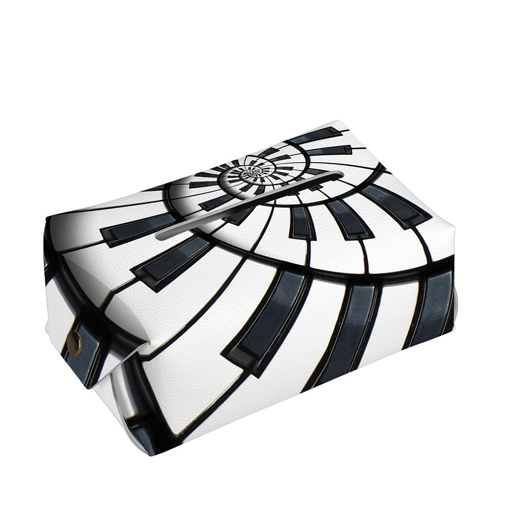 Spiral Piano Keyboard Print Rectangle Tissue Box Cover