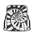 Spiral Piano Keyboard Print Rectangular Crossbody Bag