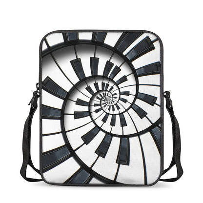Spiral Piano Keyboard Print Rectangular Crossbody Bag
