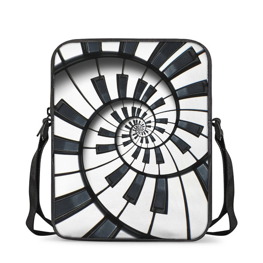 Spiral Piano Keyboard Print Rectangular Crossbody Bag