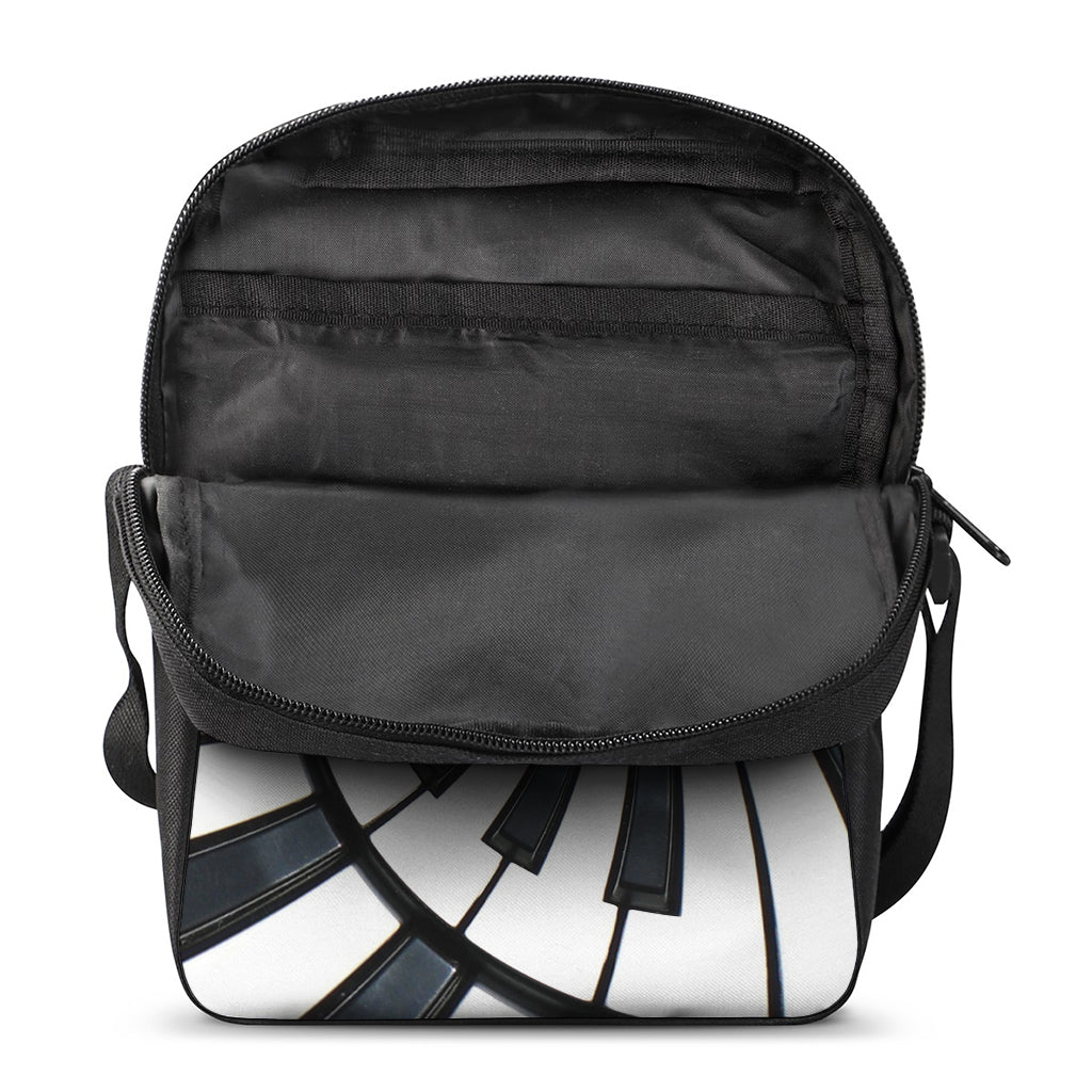 Spiral Piano Keyboard Print Rectangular Crossbody Bag