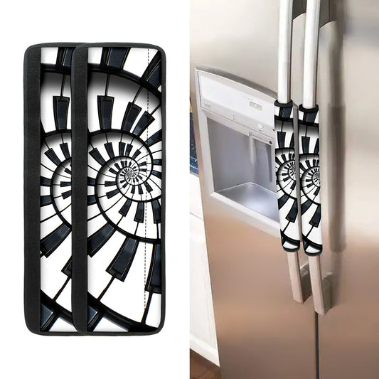 Spiral Piano Keyboard Print Refrigerator Handle Covers