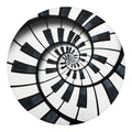 Spiral Piano Keyboard Print Round Blanket