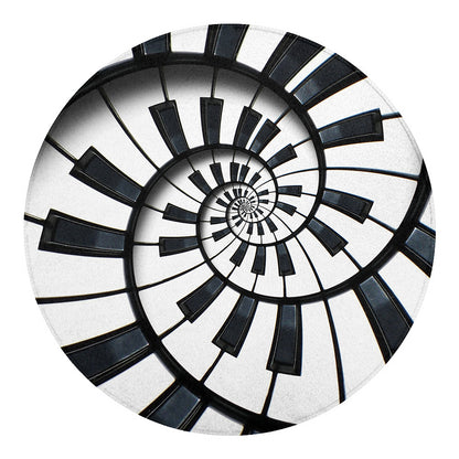 Spiral Piano Keyboard Print Round Blanket